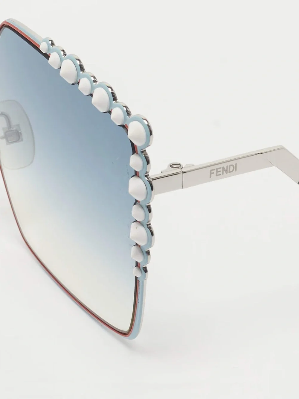 Fendi Blue/Silver Tone Gradient FF0259/S Studded Square Sunglasses